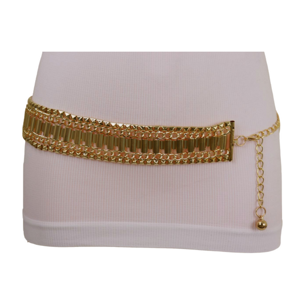 Brand New Women Gold Metal Chain Fashion Belt Hip High Waist Size S M L