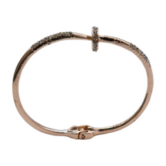 New Women Rose Gold Metal Fashion Jewelry Nail Cuff Bracelet Bling Wrap Around Thin