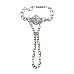 New Women Silver Metal Hand Chain Bracelet Moroccan Style Coin Charm Connected Ring Ethnic Fashion Jewelry