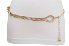 Gold Metal Chain Braided Belt Flower Charms Fit Size S M L