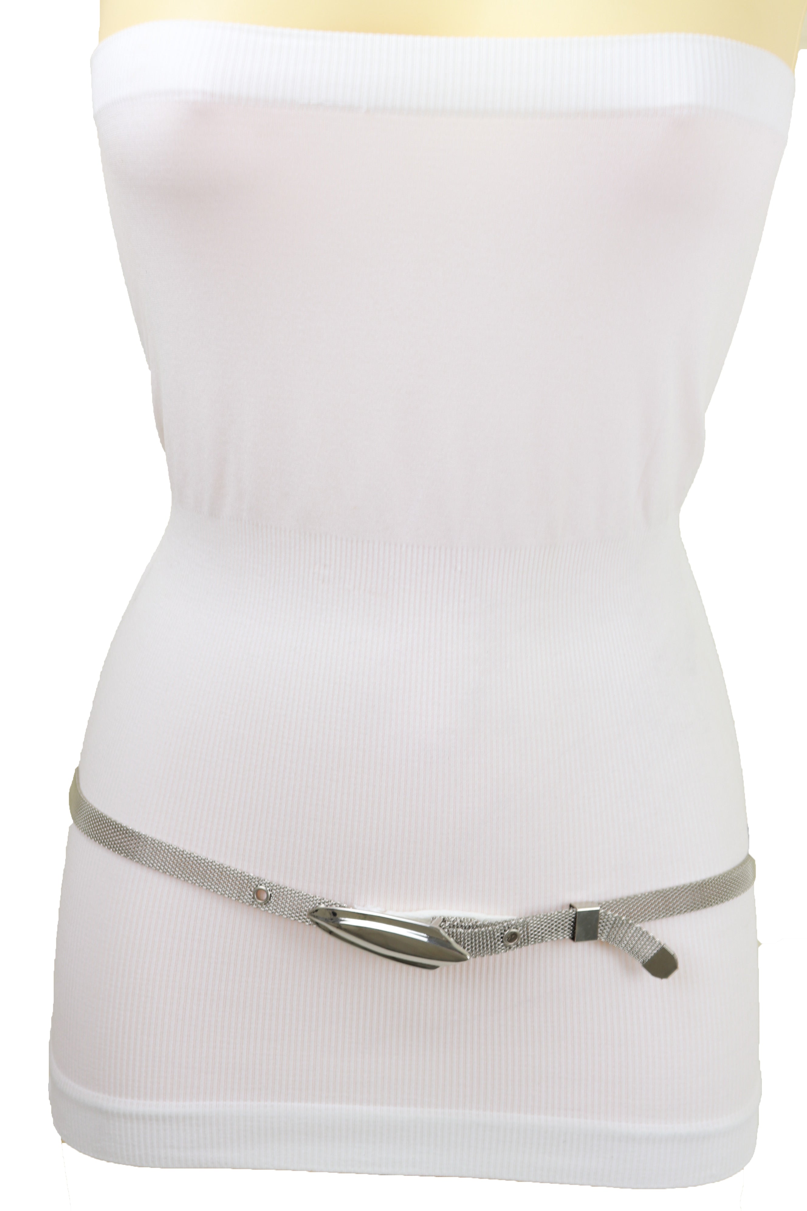 Women Silver Metal Chain Links Waistband Fashion Belt Adjustable Size Fit S  M L