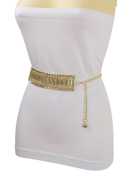 Brand New Women Gold Metal Chain Fashion Belt Hip High Waist Size S M L