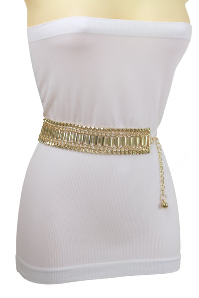 Brand New Women Gold Metal Chain Fashion Belt Hip High Waist Size S M L