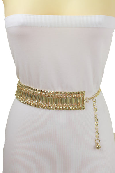 Brand New Women Gold Metal Chain Fashion Belt Hip High Waist Size S M L