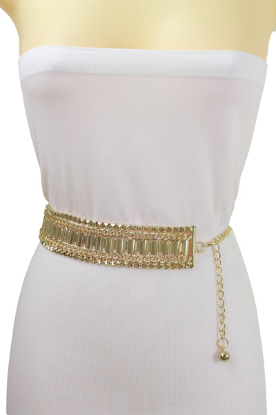 Brand New Women Gold Metal Chain Fashion Belt Hip High Waist Size S M L