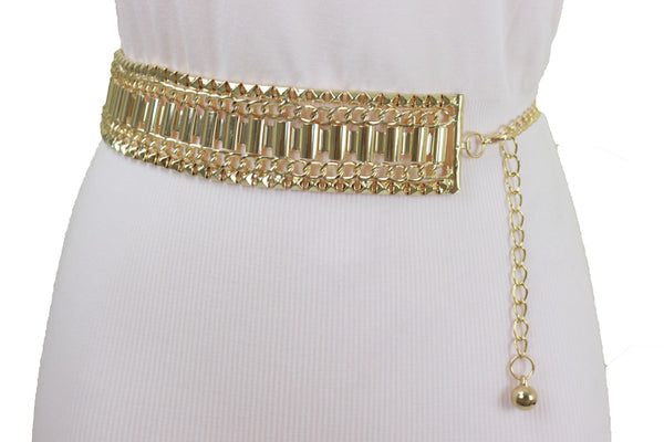 Brand New Women Gold Metal Chain Fashion Belt Hip High Waist Size S M L