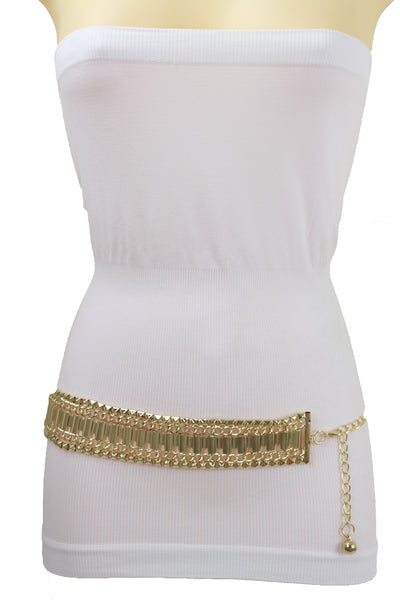 Brand New Women Gold Metal Chain Fashion Belt Hip High Waist Size S M L