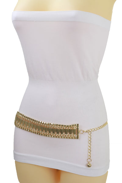 Brand New Women Gold Metal Chain Fashion Belt Hip High Waist Size S M L