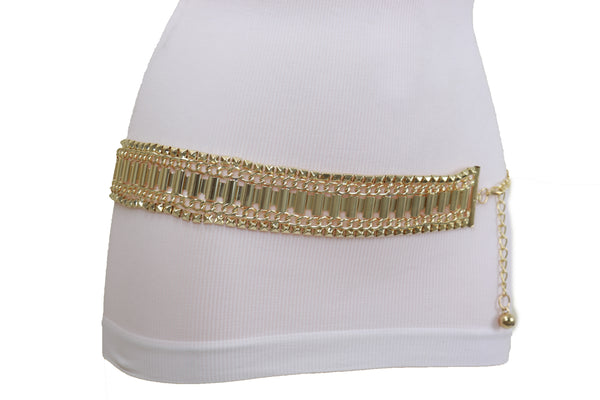 Brand New Women Gold Metal Chain Fashion Belt Hip High Waist Size S M L