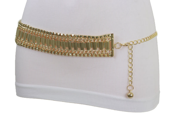 Brand New Women Gold Metal Chain Fashion Belt Hip High Waist Size S M L