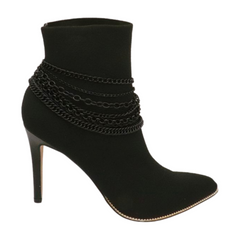 Women Fashion Jewelry Cool Black Metal Chain Boot Bracelet Western Shoe Charm