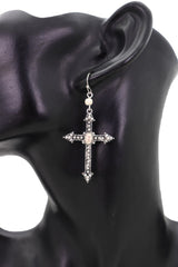 Women Earrings Religious Christian Pointy Cross Fashion Jewelry Hook White Beads