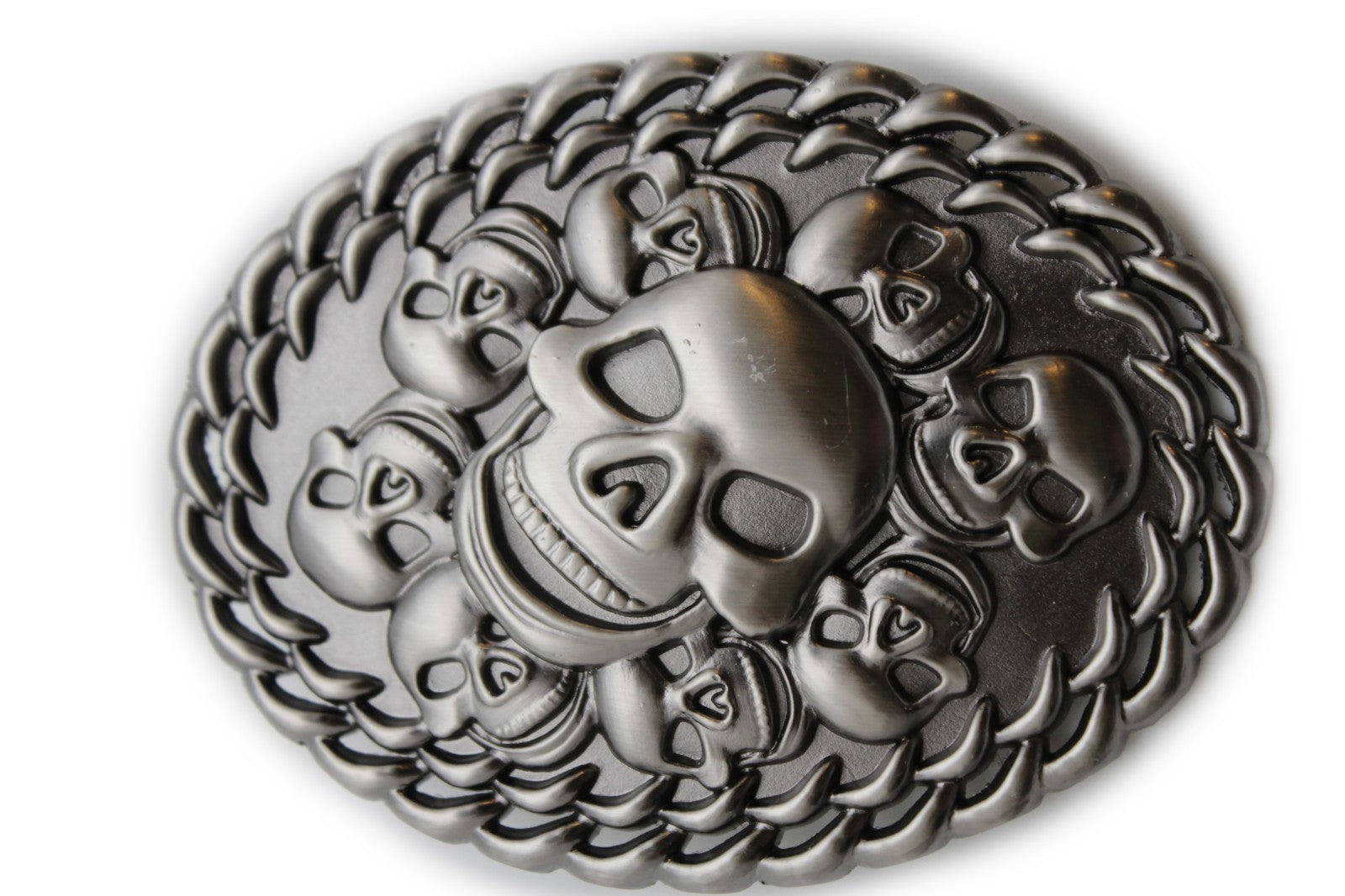 Gothic Chrome Skull Elastic Waist Belt - Silver Buckle vintage Y2K belt buckle HARLEY DAVIDSON chrome metal SKULL  main image 3