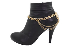 Brand New Women Gold Metal Boot Chain Bracelet Shoe Anklet Elegant Fancy Bling Snake Head Charm SET BC150
