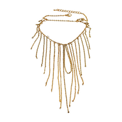 Women Gold Metal Hand Chain Bracelet Multi Strands