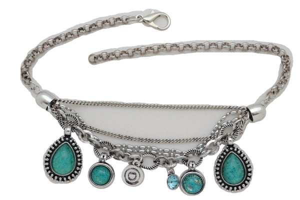 Brand New Women Silver Metal Chain Boot Bracelet Anklet Shoe Butterfly Charm Red