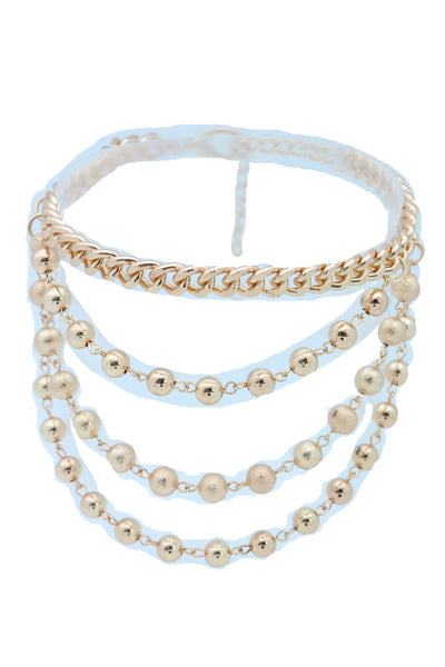 Women Gold Metal Western Boot Chain Bracelet Anklet Shoe Bling Waves Balls Charm One Size