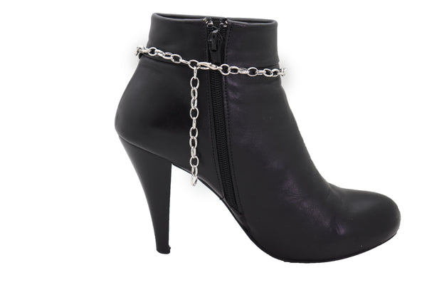 Brand New Women Silver Metal Chain Western Boot Bracelet Shoe Bling Flower Charm Anklet