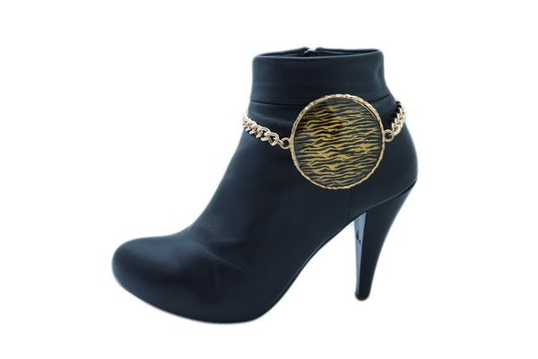 Brand New Sexy Women Gold Metal Chain Boot Bracelet Shoe Bling Zebra Charm Fashion Jewelry