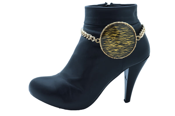 Brand New Sexy Women Gold Metal Chain Boot Bracelet Shoe Bling Zebra Charm Fashion Jewelry
