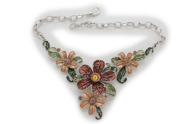 Brand New Women Silver Metal Chain Western Boot Bracelet Shoe Bling Flower Charm Anklet
