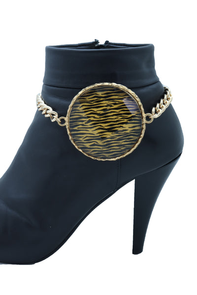 Brand New Sexy Women Gold Metal Chain Boot Bracelet Shoe Bling Zebra Charm Fashion Jewelry