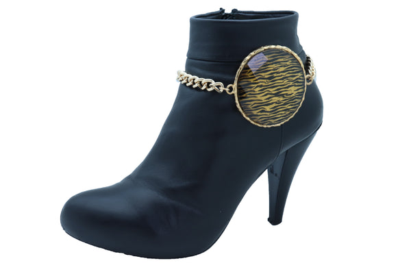 Brand New Sexy Women Gold Metal Chain Boot Bracelet Shoe Bling Zebra Charm Fashion Jewelry