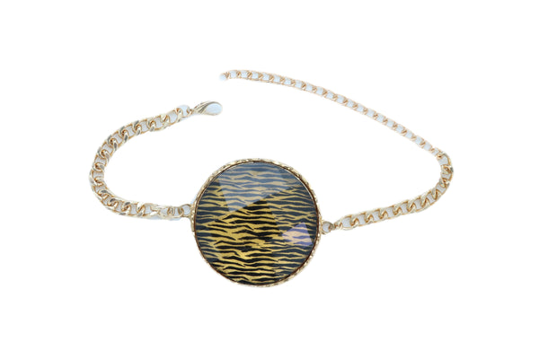 Brand New Sexy Women Gold Metal Chain Boot Bracelet Shoe Bling Zebra Charm Fashion Jewelry