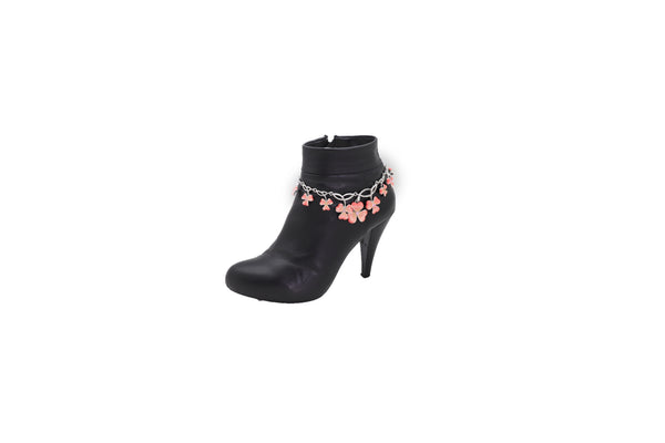 Brand New Women Silver Metal Chain Boot Bracelet Shoe Clover Flower Charm Bling Luck Anklet