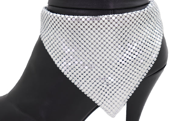 Brand New Women Silver Mesh Metal Boot Chain Bracelet Shoe Charm Triangle Bandanna Anklet