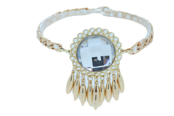 Women Gold Metal Boot Chain Bracelet Shoe Anklet Bling Sun Flower Shiny Charm One Size
