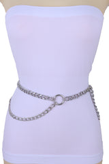 Silver Metal Chain Link Side Rings Belt