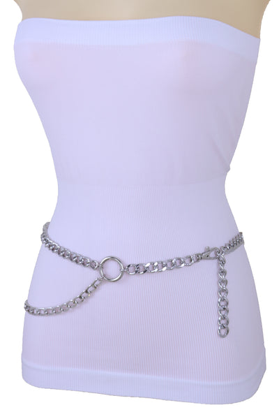 Brand New Women Waist Hip Silver Metal Chain Waistband Belt Circle Rings Plus Size XL XXL
