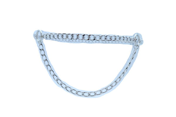 Women Fashion Silver Metal Chain Band Belt Hip Waist Side Ring Circle Charms XS S M