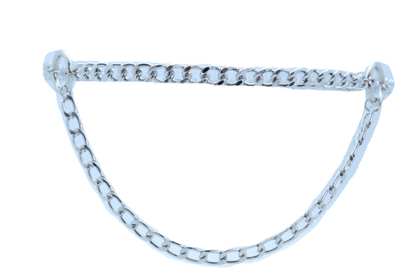 Women Fashion Silver Metal Chain Band Belt Hip Waist Side Ring Circle Fit Sizes XS S M