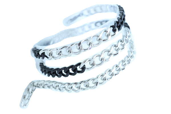 Brand New Women Belt Hip Waist Skinny Waistband Black Silver Metal Chain Plus Size XL XXL