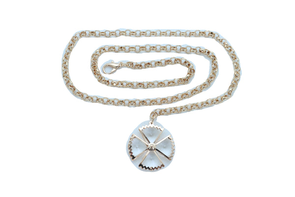 Brand New Women Gold Metal Chain Skinny Waistband Fashion Belt Flower Charm Plus XL XXL