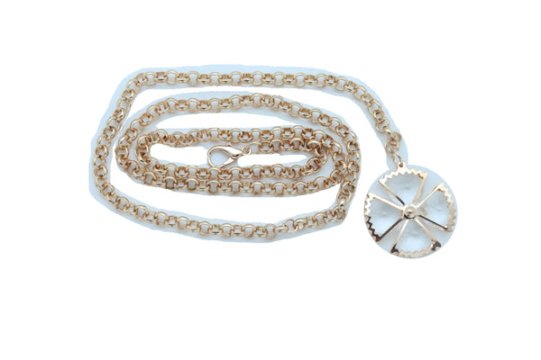 Brand New Women Gold Metal Chain Skinny Waistband Fashion Belt Flower Charm Plus XL XXL
