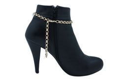 Gold Metal Boot Chain Bracelet Heel Shoe Anklet Big Red Bling Bead Charm