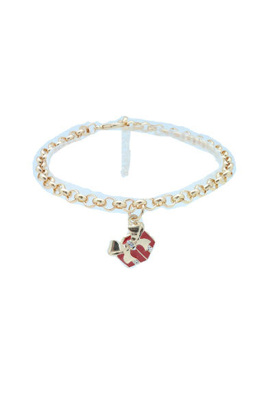 Brand New Women Gold Metal Chain Boot Bracelet Shoe Bling Red Gift Present Charm Christmas