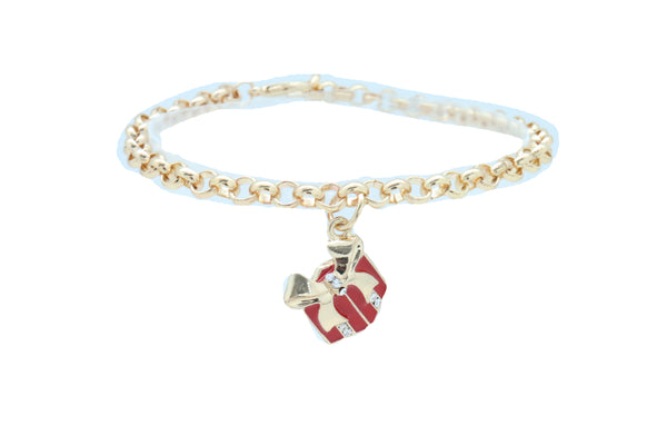 Brand New Women Gold Metal Chain Boot Bracelet Shoe Bling Red Gift Present Charm Christmas