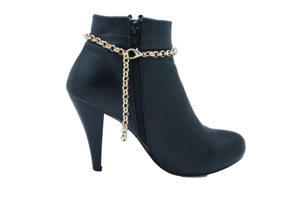 Women Gold Metal Boot Chain Bracelet Shoe Anklet Christmas Holiday Tree Charm Adjustable Size Band