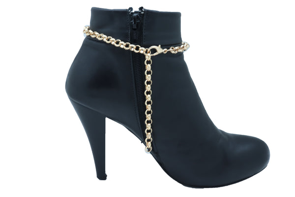 Women Gold Metal Boot Chain Bracelet Shoe Anklet Christmas Holiday Tree Charm Adjustable Size Band