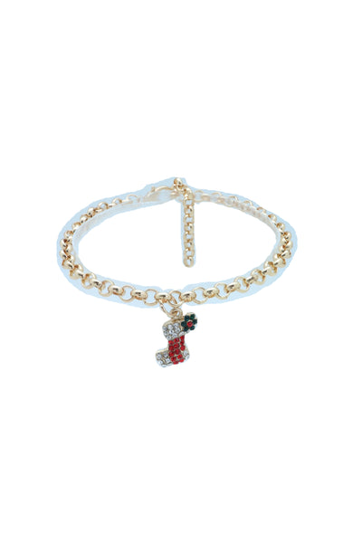 Brand New Women Gold Metal Chain Boot Bracelet Shoe Anklet Christmas Holiday Stocking Bling Charm