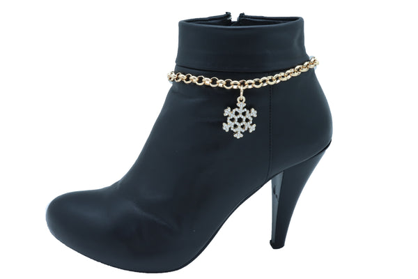 Brand New Women Gold Metal Chain Boot Bracelet Anklet Snowflake Shoe Bling Charm Jewelry