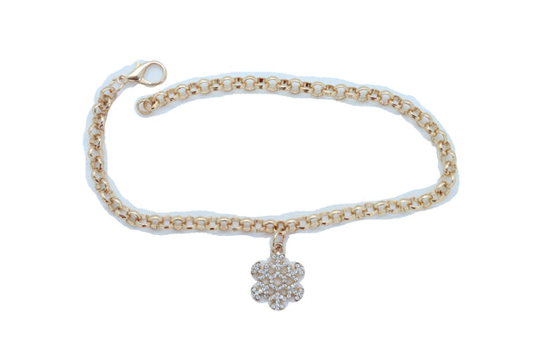 Brand New Women Gold Metal Chain Boot Bracelet Anklet Snowflake Shoe Bling Charm Jewelry