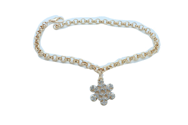 Brand New Women Gold Metal Chain Boot Bracelet Anklet Snowflake Shoe Bling Charm Jewelry