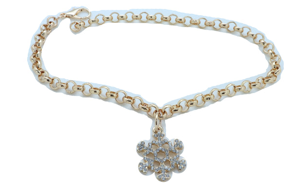Brand New Women Gold Metal Chain Boot Bracelet Anklet Snowflake Shoe Bling Charm Jewelry