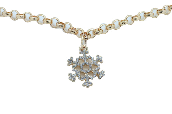 Brand New Women Gold Metal Chain Boot Bracelet Anklet Snowflake Shoe Bling Charm Jewelry