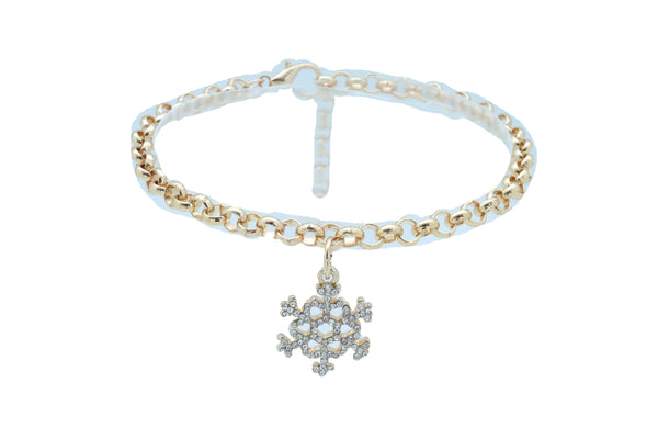 Brand New Women Gold Metal Chain Boot Bracelet Anklet Snowflake Shoe Bling Charm Jewelry